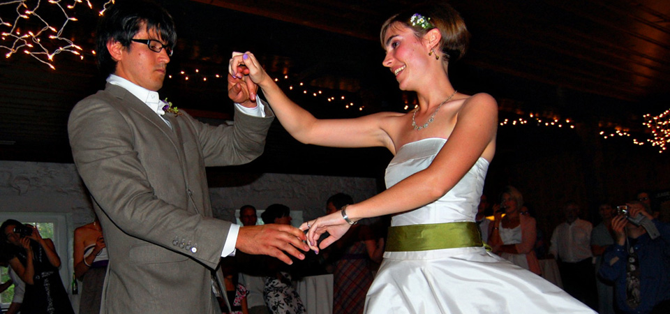 bride and groom dancing